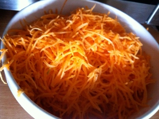 Three cups of shredded carrots © 2012 Samuel Michael Bell, all rights reserved